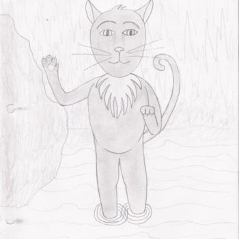 Desenho intitulada "catman" por Gwen, Obras de arte originais