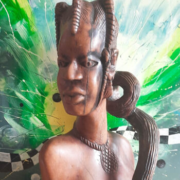 Sculpture intitulée "Nigerian Woman" par Dragos Bagia, Œuvre d'art originale, Bois