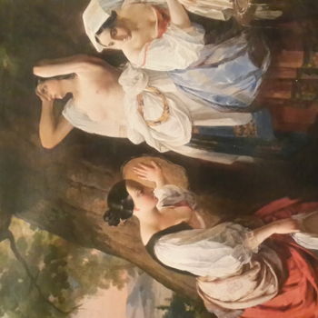 Painting titled "Три итальянки у фон…" by Gulia Akhangaranskaia, Original Artwork, Oil