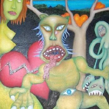Peinture intitulée "il mostro dentro di…" par Dreand, Œuvre d'art originale