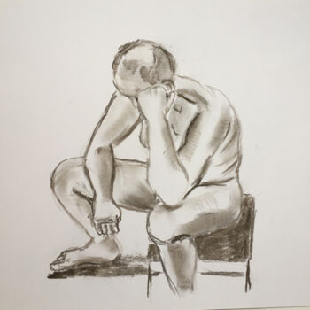 Drawing titled "Life drawing, male…" by Simon Farnell, Original Artwork, Charcoal