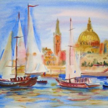 Painting titled "Malta" by Drigo, Original Artwork, Watercolor