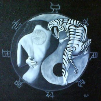Painting titled "ying et yang" by Drindrine, Original Artwork