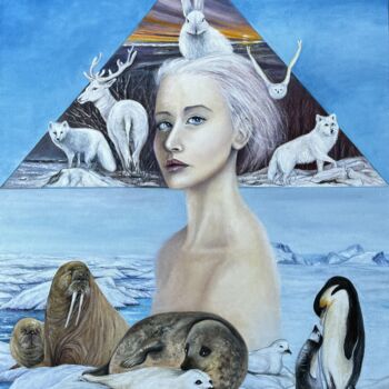 Pittura intitolato "Conscience, les pôl…" da Marie-Line Dromard, Opera d'arte originale, Olio