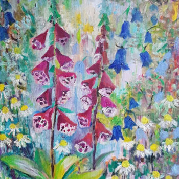 Картина под названием "Лето в саду. Ромашк…" - Nona Dronova, Подлинное произведение искусства, Масло