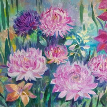 Картина под названием "Все цветы лета" - Nona Dronova, Подлинное произведение искусства, Масло