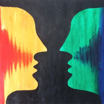 Peinture intitulée "Two sides" par Dr Suresh Ega, Œuvre d'art originale, Acrylique