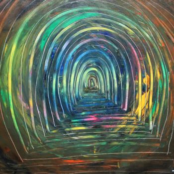 「Temple-Tunnel」というタイトルの絵画 Dr Suresh Egaによって, オリジナルのアートワーク, アクリル