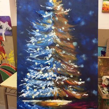 Malerei mit dem Titel "Christmas tree" von Drusca, Original-Kunstwerk, Öl