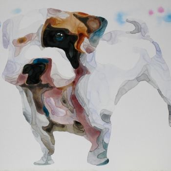 Peinture intitulée "cats and dogs阿猫阿狗" par Dongsheng Guan, Œuvre d'art originale