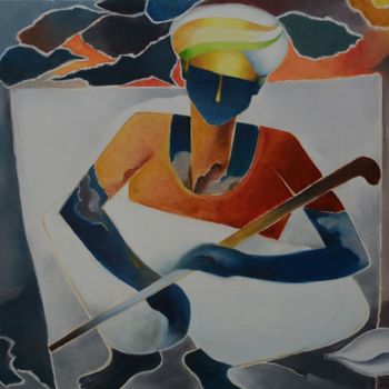 Malarstwo zatytułowany „Shankha siddha” autorstwa D.S. Chougale, Oryginalna praca, Olej