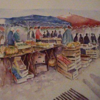 Pintura intitulada "Au marché" por Danièle Severi, Obras de arte originais, Óleo