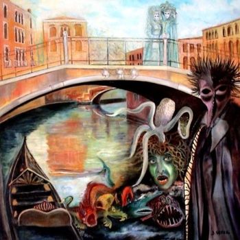 Pintura titulada "Venise autrement" por Danièle Severi, Obra de arte original, Oleo