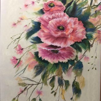 Painting titled "flowers-pastel-pain…" by Diane Hernandez, Original Artwork