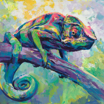 Painting titled "Chameleon, Acrylic…" by Dimitri Sirenko, Original Artwork, Acrylic