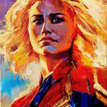 「Captain Marvel, Acr…」というタイトルの絵画 Dimitri Sirenkoによって, オリジナルのアートワーク, アクリル