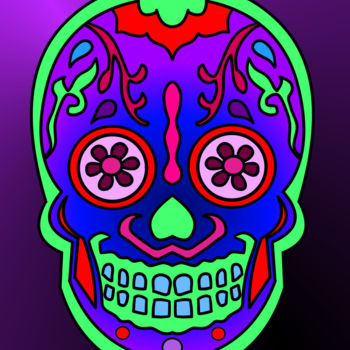 Digital Arts titled "Shiny Skull" by Daniel Canalha, Original Artwork, Digital Painting