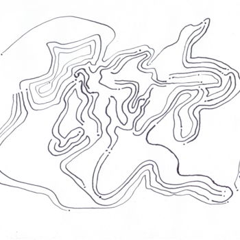 Tekening getiteld "Mapa de lugar nenhum" door Mauricio Antonio Veloso Duarte, Origineel Kunstwerk, Inkt