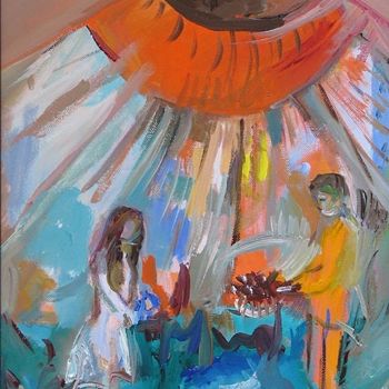 Malerei mit dem Titel "Touch the sun III." von Ruth Dubayova, Original-Kunstwerk, Öl