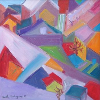 Peinture intitulée "Roofs I." par Ruth Dubayova, Œuvre d'art originale, Huile