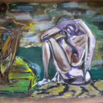 Картина под названием "tristement  stoïque" - Herve Yann Dubois, Подлинное произведение искусства, Гуашь