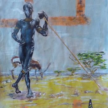 Peinture intitulée "jeune berger PEUL" par Herve Yann Dubois, Œuvre d'art originale, Huile