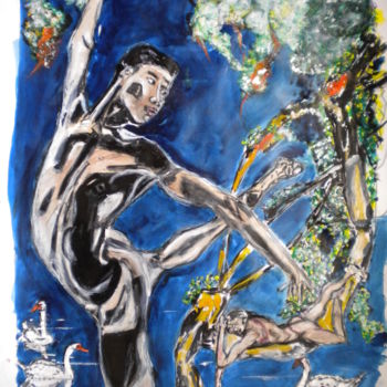 Pittura intitolato "dscn0888.jpg le lac" da Herve Yann Dubois, Opera d'arte originale, Olio