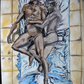 Painting titled "au lit on dort" by Herve Yann Dubois, Original Artwork, Gouache