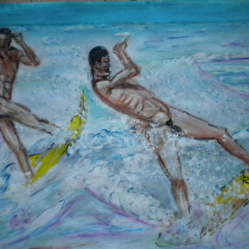 Pittura intitolato "phojp  SURFING GAY-…" da Herve Yann Dubois, Opera d'arte originale, Gouache
