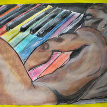 Painting titled "PIANO à hooooooooo" by Herve Yann Dubois, Original Artwork, Gouache