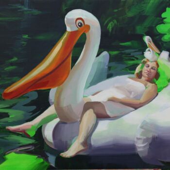 Schilderij getiteld "Peace at Last Green" door Patricia Dubois, Origineel Kunstwerk, Olie