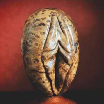 Скульптура под названием "vulve en Loupe d'AM…" - Anthony Gratien, Подлинное произведение искусства, Дерево