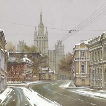 Painting titled "московская улочка" by Andrey Dubrovin, Original Artwork
