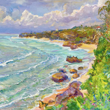 Картина под названием "Bali - Beautiful wa…" - Aleksandr Dubrovskyy, Подлинное произведение искусства, Масло Установлен на Д…