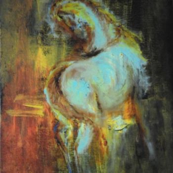 Pintura intitulada "cheval ensoleillé" por Monique Ducarton, Obras de arte originais, Acrílico Montado em Armação em madeira