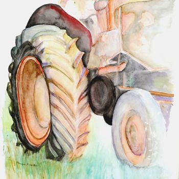 Painting titled "tracteur 3" by Monique Ducarton, Original Artwork