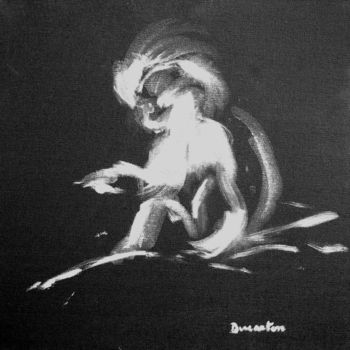 Pintura titulada "petit singe albinos" por Monique Ducarton, Obra de arte original, Oleo