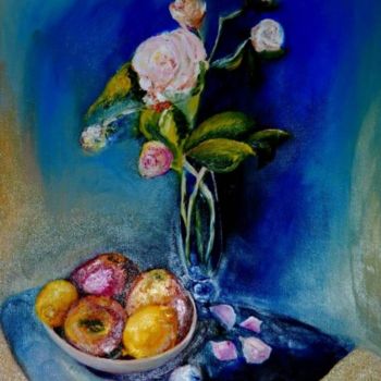 Peinture intitulée "vase de fleurs" par Monique Ducarton, Œuvre d'art originale, Huile