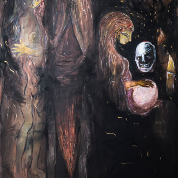 Malerei mit dem Titel "Three Mary of Magda…" von Duc Evelyna, Original-Kunstwerk, Acryl Auf Keilrahmen aus Holz montiert