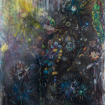 제목이 "tapis végétal"인 미술작품 Duc Evelyna로, 원작, 아크릴 나무 들것 프레임에 장착됨
