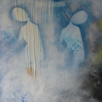 Peinture intitulée "anonyme bleu 1" par Duc Evelyna, Œuvre d'art originale, Acrylique Monté sur Châssis en bois