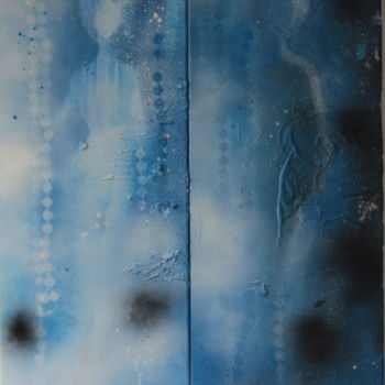 "Diptyque bleu" başlıklı Tablo Duc Evelyna tarafından, Orijinal sanat, Akrilik Ahşap Sedye çerçevesi üzerine monte edilmiş