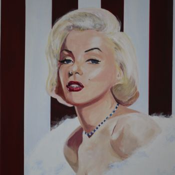 Painting titled "Marilyn #2" by Gérard Duchêne, Original Artwork, Acrylic Mounted on Wood Stretcher frame