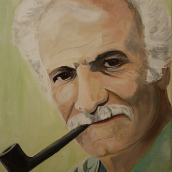 Painting titled "georges-brassens-0.…" by Gérard Duchêne, Original Artwork, Acrylic Mounted on Wood Stretcher frame