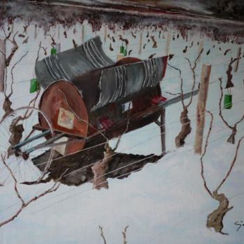 Peinture intitulée "La brouette à sarme…" par Gérard Duchêne, Œuvre d'art originale, Huile