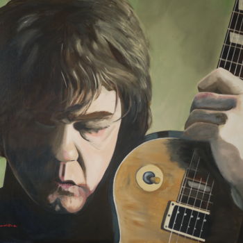 Painting titled "Gary Moore" by Gérard Duchêne, Original Artwork, Acrylic Mounted on Wood Stretcher frame
