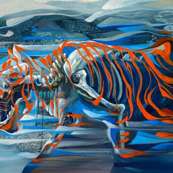 Schilderij getiteld "Tiger year 2022" door Loi Duc (DucloiArt), Origineel Kunstwerk, Olie