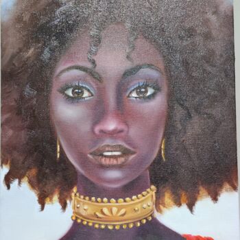 Pintura titulada "Africana" por Eduárda P, Obra de arte original, Oleo Montado en Panel de madera