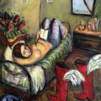 Painting titled "Put On Your Boots" by Dudley, Original Artwork, Oil