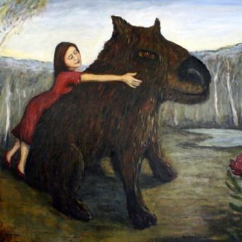 Painting titled "Hugging the Beast" by Dudley, Original Artwork